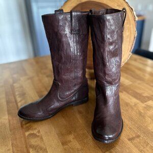 Frye Anna Mid Pull On Boots- Dark Brown